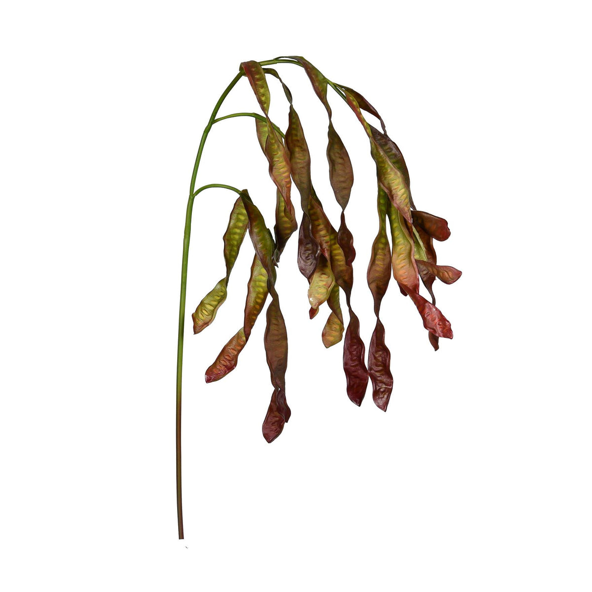 35-inch Hanging Seed Leaves Spray with cascading green, olive and burgundy faux foliage