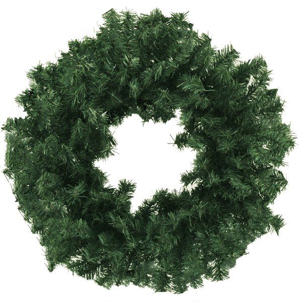 20 inch green Canadian pine artificial Christmas wreath with 180 tips and double-ring construction