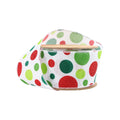 White wired ribbon with irregular black dot pattern