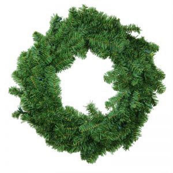 24 inch green Canadian pine artificial Christmas wreath with 220 tips and full evergreen foliage