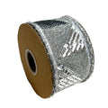 2.5 inch wide Silver wired ribbon with shimmering sequin trim, Dupioni backing and decorative metallic edges by 5 yards long