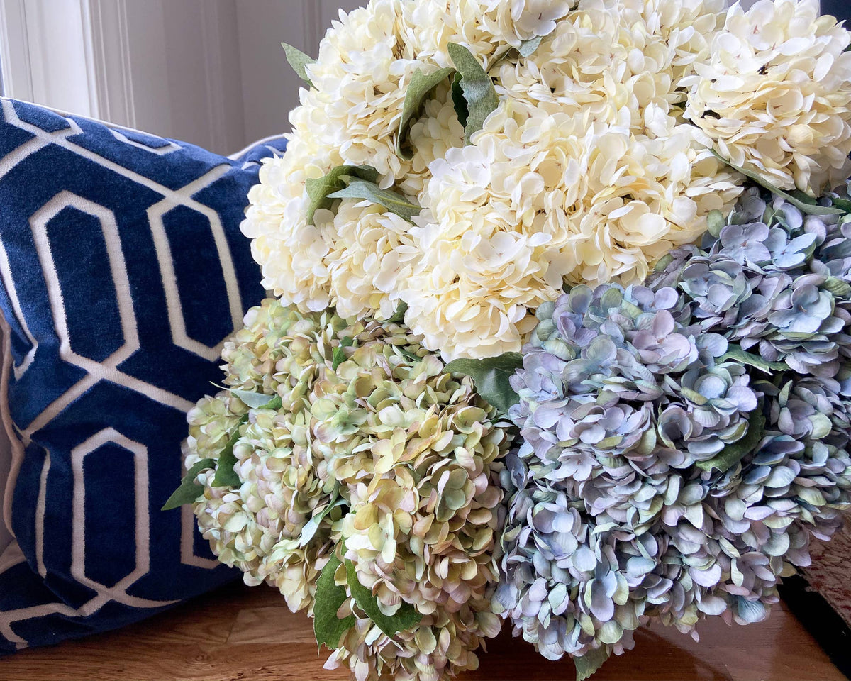 Purple and light green Hydrangea Stem styled in a soft garden-inspired floral arrangement