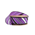 1.5 inch Purple wired ribbon with diagonal black and white candy stripes and black wired edges by 10 yards