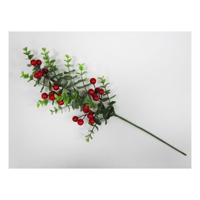 Boxwood Berry Spray - 19.5" x 6" - Green / Red