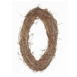 Natural brown 18 inch oval grapevine wreath base with woven vine construction