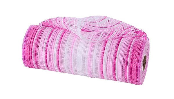 10" Vertical Ombre Stripe Mesh - Hot Pink / Pink / White - 10 YDS