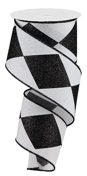Bold Harlequin 2.5-inch x 10 YDS Whittick's Signature Ribbon in black and white