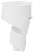 2.5-inch white deluxe velvet wired ribbon with coordinating satin backing on a 10-yard roll