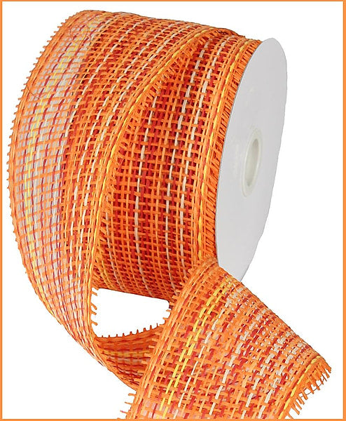 4 inch multi orange woven paper mesh roll with textured open weave for fall wreaths bows and seasonal decorating