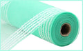 10.25-inch Snowdrift wide border decorative mesh in mint green and white on a 10-yard roll