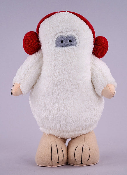 Faux Fur Yeti with Red Earmuffs – 11.5" - Red / White