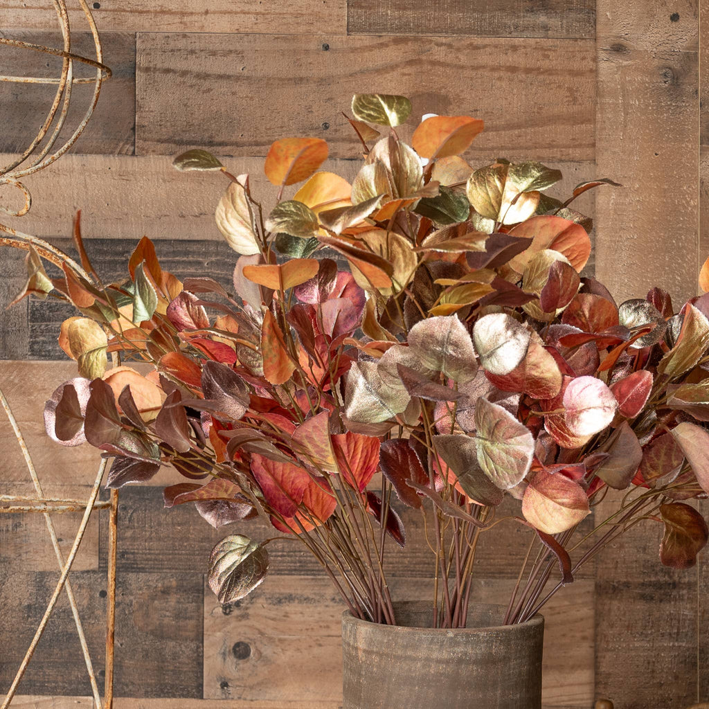 Brown and gold Ombre Leaf Spray styled in a warm autumn floral arrangement