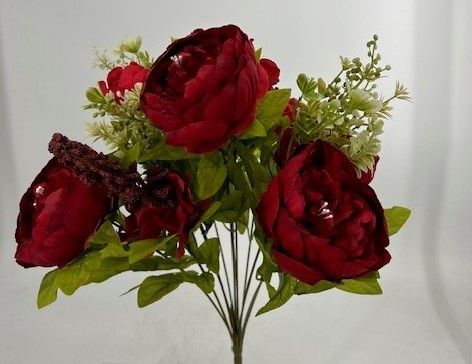 Red X13 peony floral bush with full blooms, botanical accents and green foliage