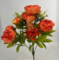Salmon X13 peony floral bush with full blooms, botanical accents and green foliage
