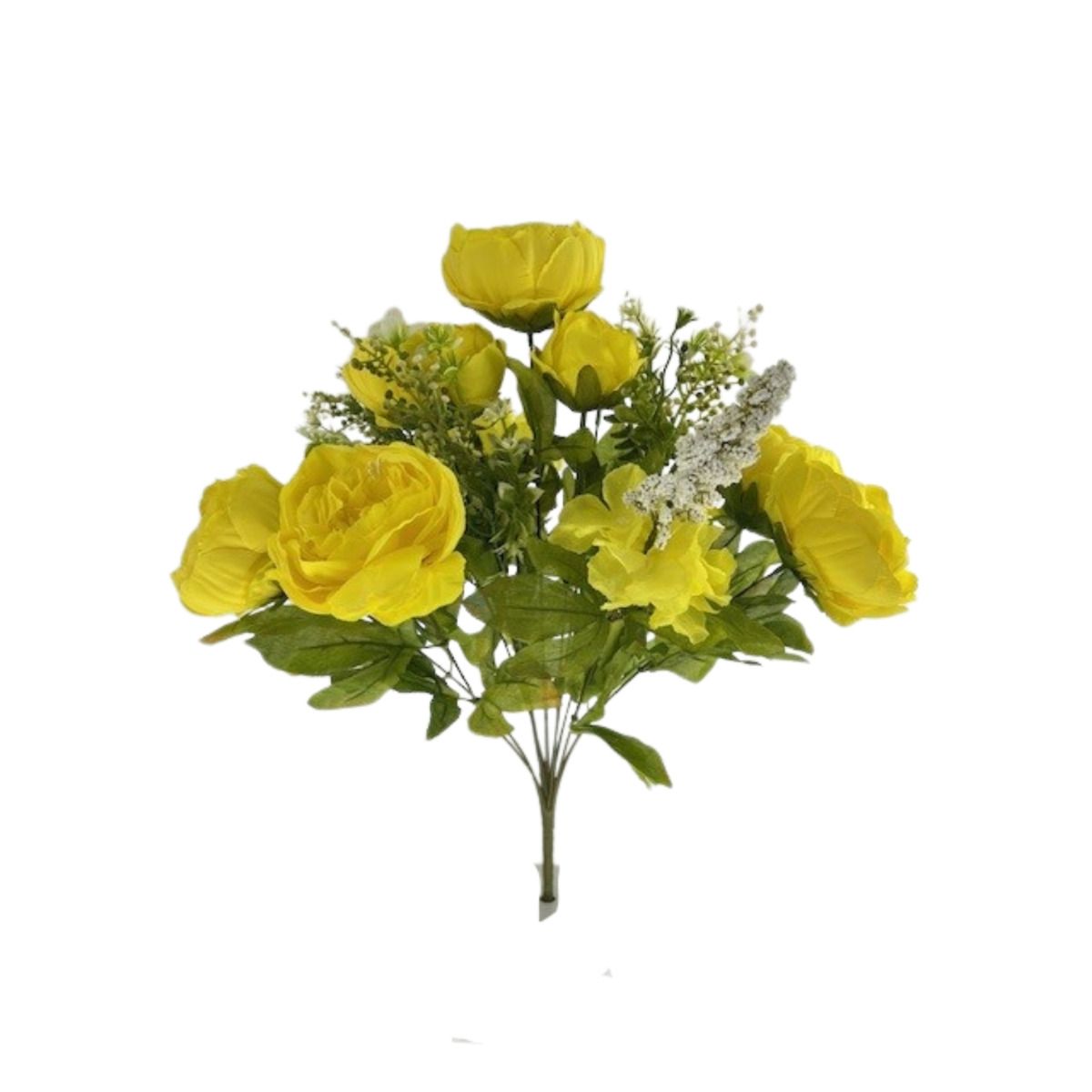Yellow X13 peony floral bush with full blooms, botanical accents and green foliage